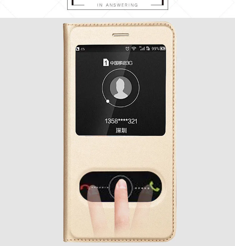luxury open window leather flip case for huawei honor 8 lite 04