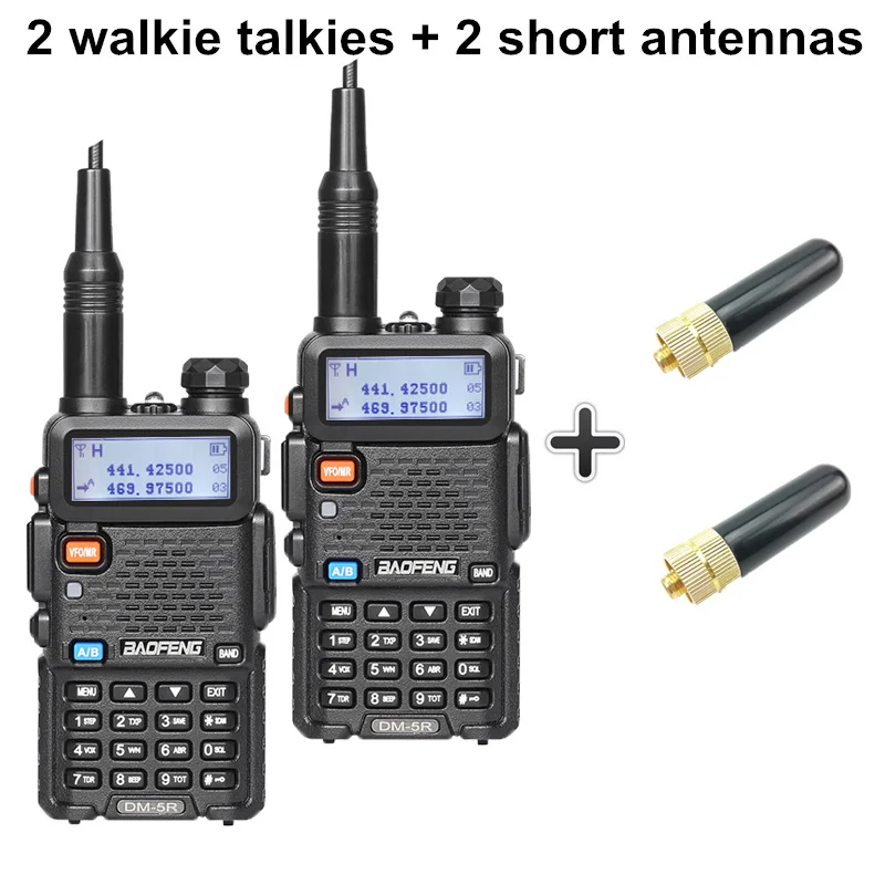 2 шт. Baofeng DM-5R цифровые радиостанции Portatiles Uhf Vhf рация ПМР 10 км DMR радио CB коротковолновым приемником Baofeng Uv-5r Uv5r плюс - Цвет: Add 2 short antennas