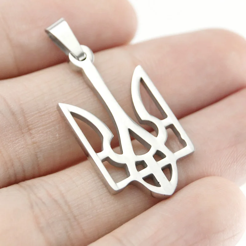 Trident of Ukraine Pendants Coat of Arms Charms Both Sides Mirror Polish Stainless Steel Wholesale 50pcs Fashion Jewelry