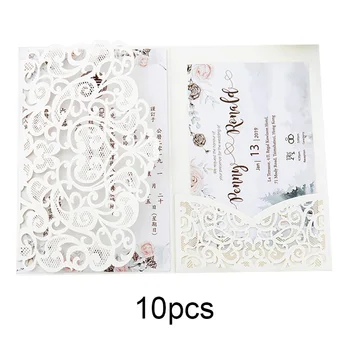 

Tri Fold Hollow Cut Wedding Invite Bridal Shower Dinner Invitation Card Cover TB Sale