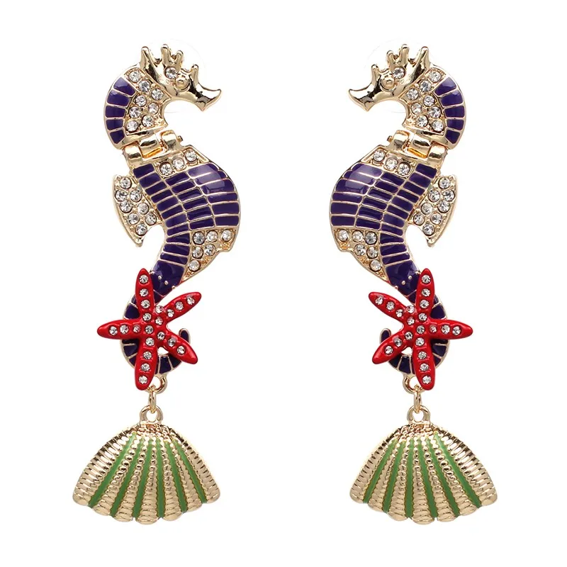 

Seahorse Shape Crystal Stud Earrings 2019 Oorbellen new fashion earrings For Women party luxury Jewelry