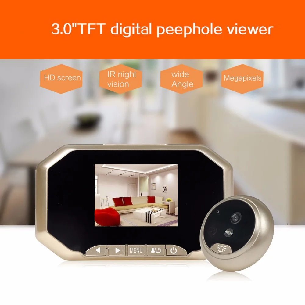 

3.0 Inches TFT LED Doorbell Door Peephole Viewer Camera Night Vision Door PEEPHOLE Professional Security Camera F1773J