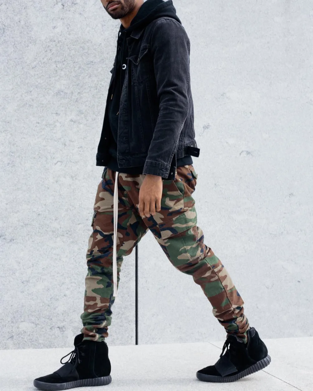 2017 Модные свободные длинные брюки Для мужчин Штаны камуфляж брюки моды Встроенная днища молнии Уличная одежда в стиле хип-хоп штаны