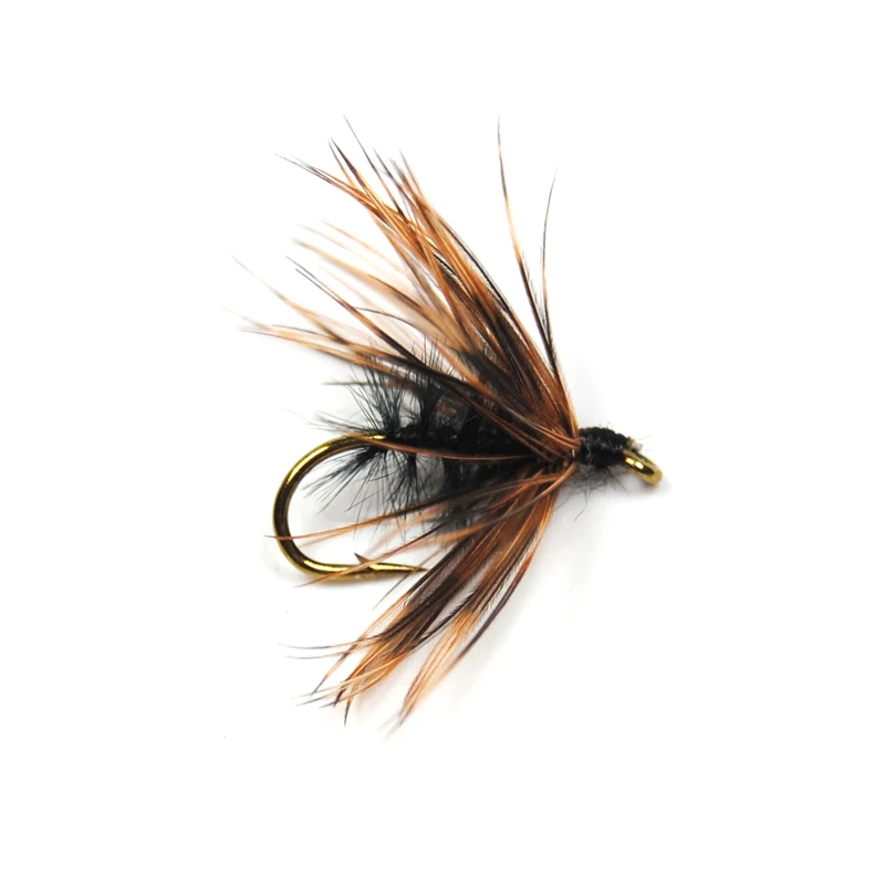 

10PCS 12# Haul y Gwynt ( Sun & Wind ) Trout Fishing Fly Heatherfly ( or Bibio pomonae )