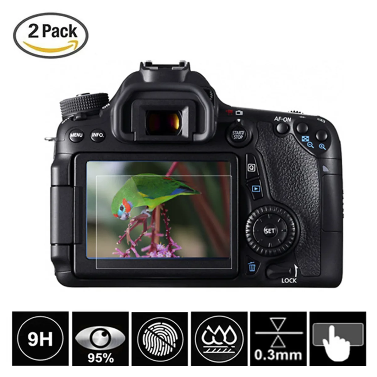 

2 Pcs Tempered Glass Screen Protector for Canon EOS 5D Mark IV III 5Ds 5DsR 6D 7D II 77D 70D 80D 750D 760D 800D 1200D 1300D 1500