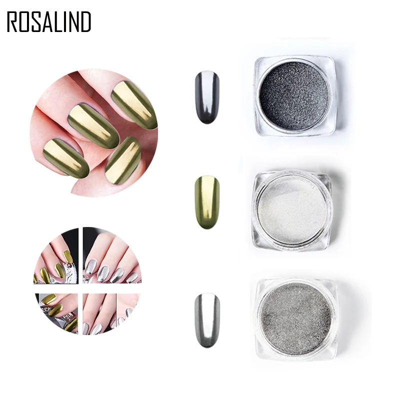 

ROSALIND NEW 1PCS Nail Gel Polish Chrome Pigment Decoration Nail Glitter Aluminum Flakes Magic Mirror Effect Powders Sequins