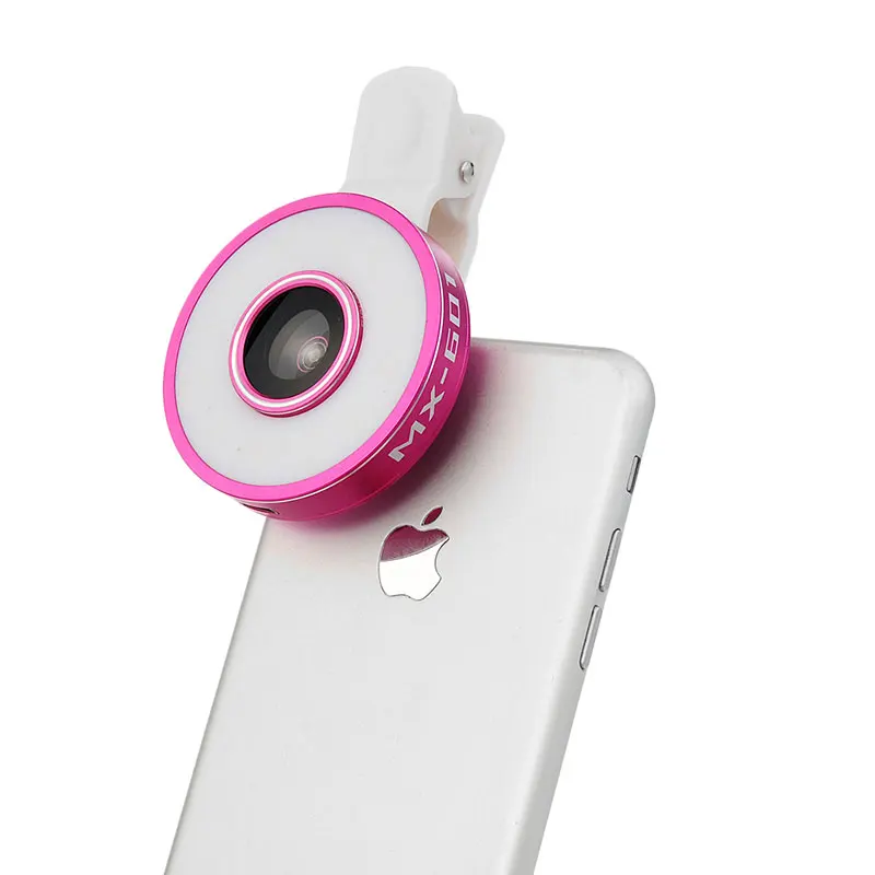 Универсальный объектив для телефона TURATA 6 в 1 с широкоугольным объективом 0,65x+ 185 градусов рыбий глаз+ 10X Макро+ красивый светильник для смартфона - Цвет: Красный