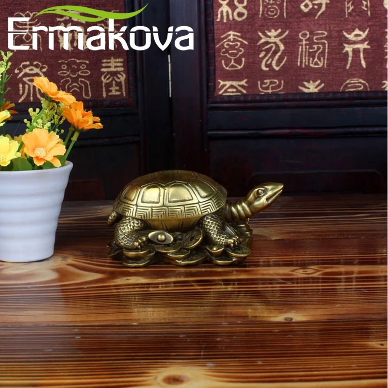 ERMAKOVA 13 см (5 1 &quot) античная латунь мини черепаха Статуэтка скульптура в виде