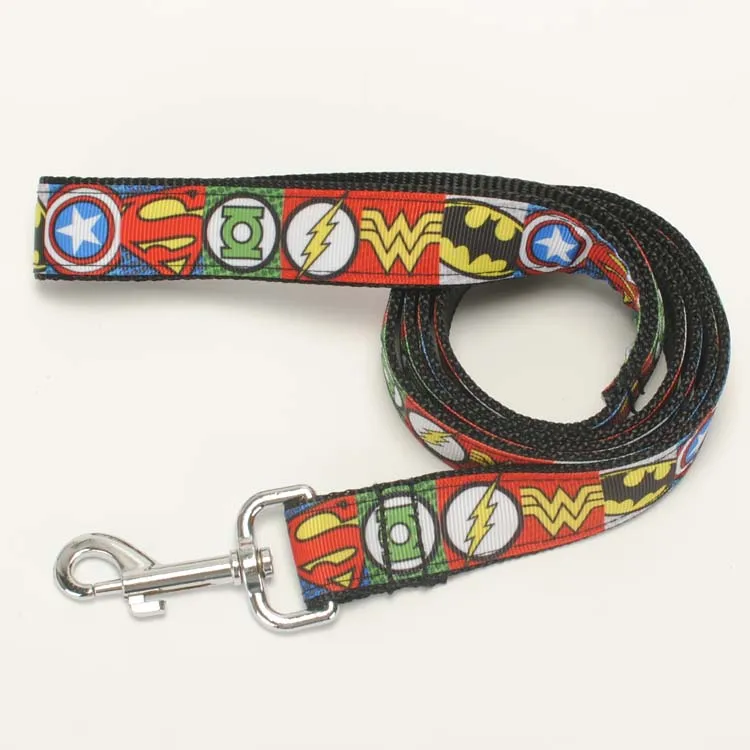 Новая распродажа поводок собаки, ошейник, ремень безопасности, брелок, 1 дюймов Мститель логотип с принтом ленты - Цвет: dog leash 120cm
