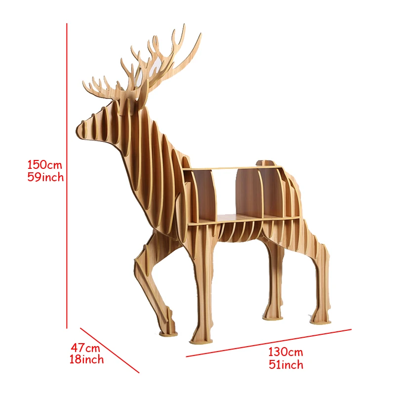 130*150*47cm Wooden Deer Table Teapoy End Table For Art Home Office Bar Decoration Christmas Elk Table Large Bookshelf TM008M 130*150*47cm Wooden Deer Table Teapoy End Table For Art Home Office Bar Decoration Christmas Elk Table Large Bookshelf TM008M