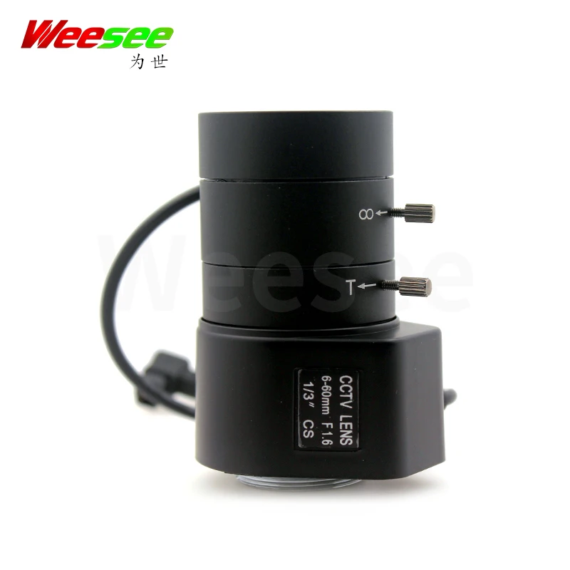 WS 6-60 мм F1.6 формат 1/3 ''дюймовый CCTV Объектив CS крепление авто Ирис варифокальный зум ИК CCTV объектив для камеры корпуса коробки