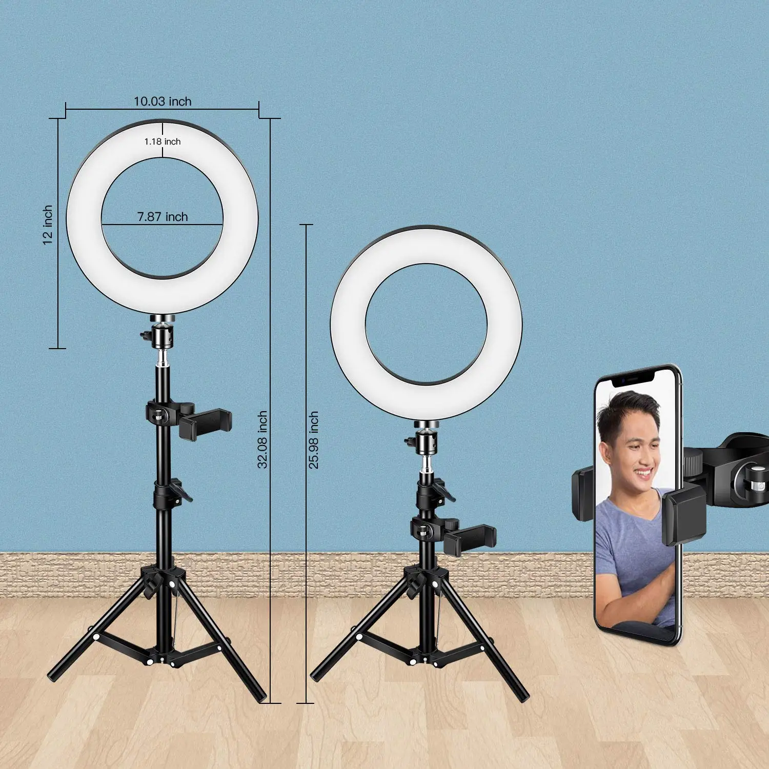 10 &quot/26 см Светодиодная кольцевая осветительная лампа комплект для фотосъемки USB