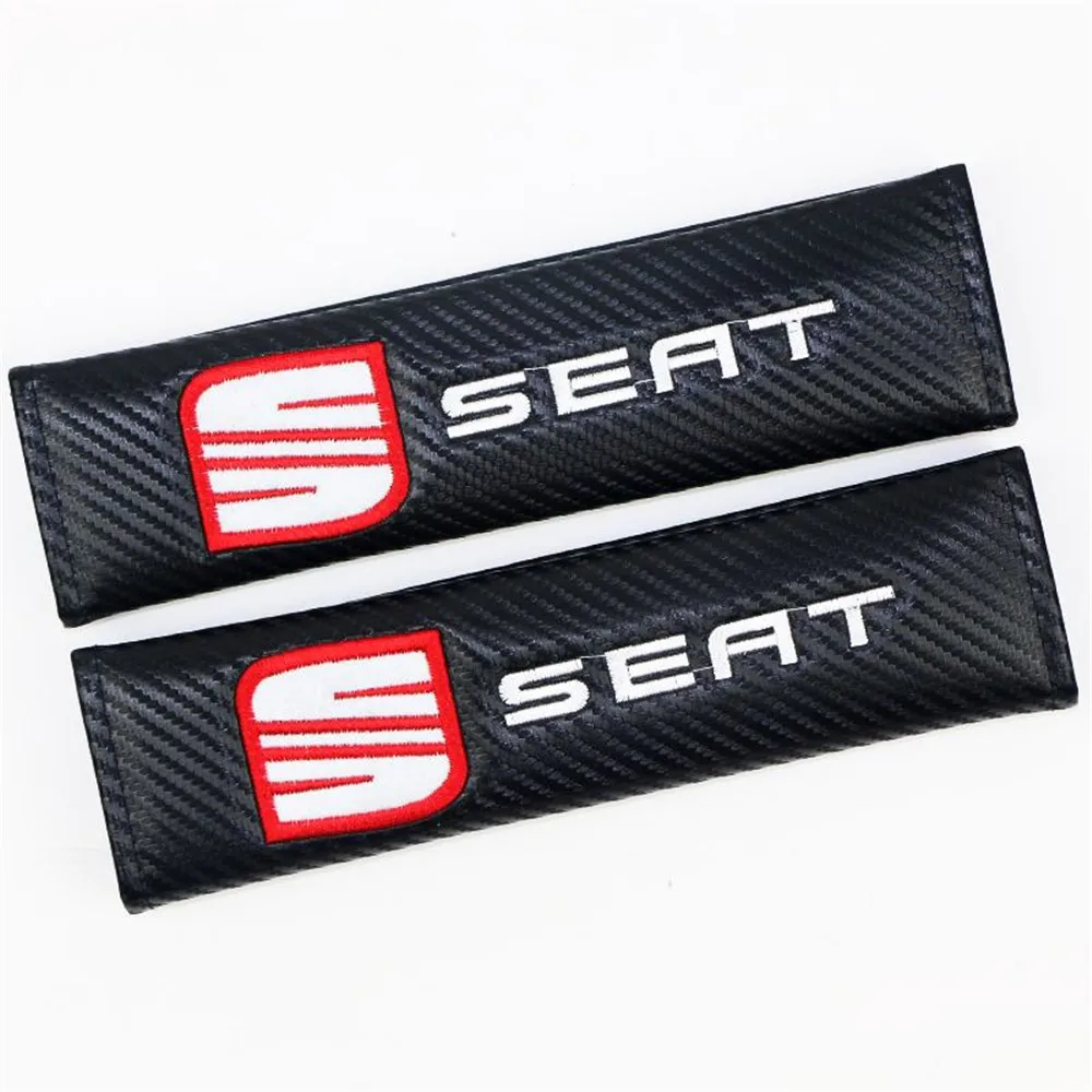 

2Pcs/Set Car Seat Belt Cover Case Carbon Fiber Auto Seat Belt Strap Protector Cover Pads SEAT Car Style Accessories