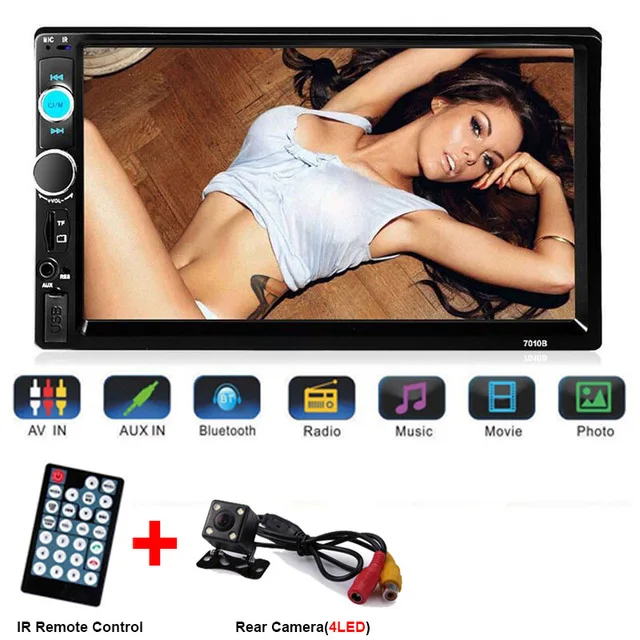 2Din центральный мультимедийный автомобильный видеорегистратор фронтальная/задняя камера 2 Din 7 ''сенсорный экран Авторадио Bluetooth Автомобильный магнитофон - Цвет: B-with 4LED camera