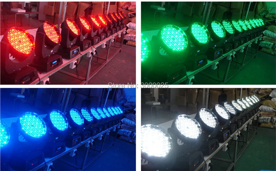 Iluminação de Palco Luz em Movimento 4 Pçs e lote & Flightcase da Cabeça 108 Pcs 3 w Casamento Rgbw Led Moving Head Wash 108 Pcs Rgbw Moving Head Wash dj 15 Movimento Da Cabeça 108 Pcs * 3