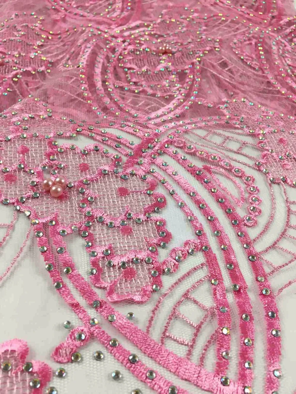 

2018 the newest African Lace Fabric French Net Embroidery stones Tulle Lace Fabric For Nigerian party jsdm13