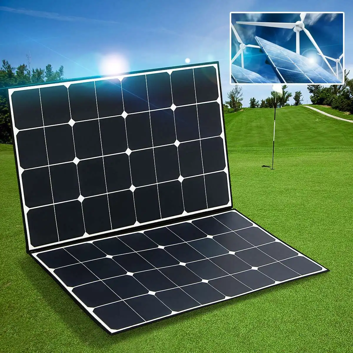 

SP-22 Folding Zipper 160W 18V Semi Flexible Monocrystalline Solar Panel High Conversion Efficiency + one-to-two MC4 connector