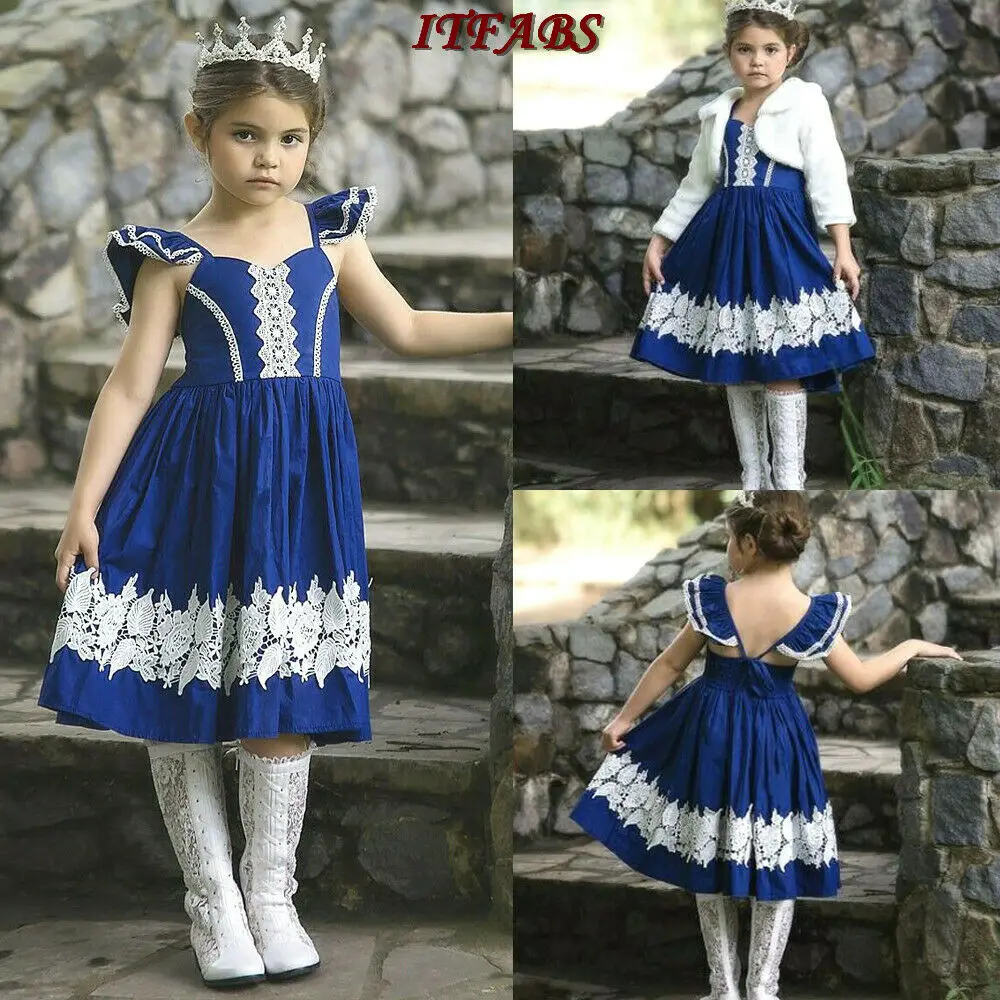 

2019 Newest Hot Toddler Kids Baby Girls Pageant Party Princess Bridesmaid Formal FLY Sleeves Ball Gown Dress