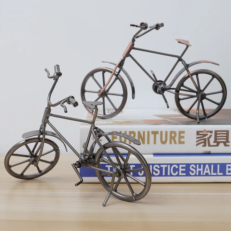 Vintage Metal Bicycle Ornaments Desktop Crafts Ironwork Bike Figurines