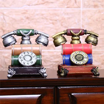 

Vintage Resin Figurines Artificial Telephone Model Craft Retro Money Box Home Office Decoration Birthday Gifts Miniatures Craft