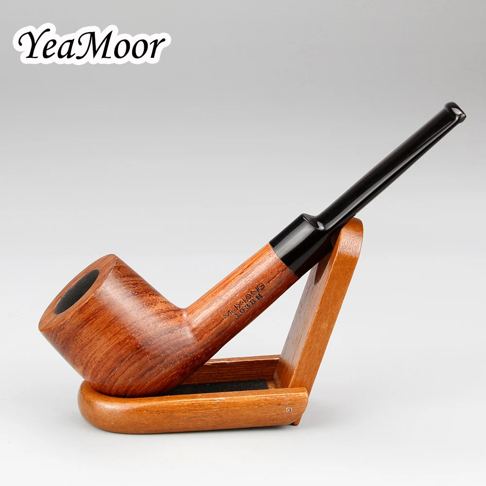 Classic Rosewood Smoking Pipe with Wood Holder 9mm filter Wooden Pipe Straight Tobacco Pipe 10 tools free