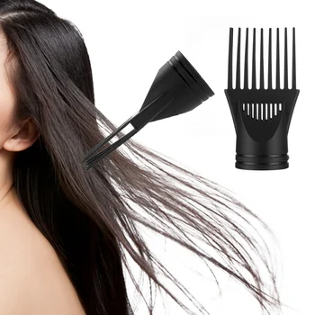 

Professional Universal Hairdressing Salon Hair dryer mouth Wind Blow Cover Comb Attachment Nozzle Black Plastic Dual Grip