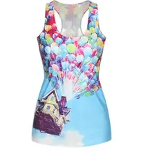 U-образный вырез, воздушный шар, напечатанный спортивный жилет, женская рубашка без рукавов для занятий йогой, гимнастическим залом, майка для фитнеса, бега, жилеты для девушек, футболка для бодибилдинга