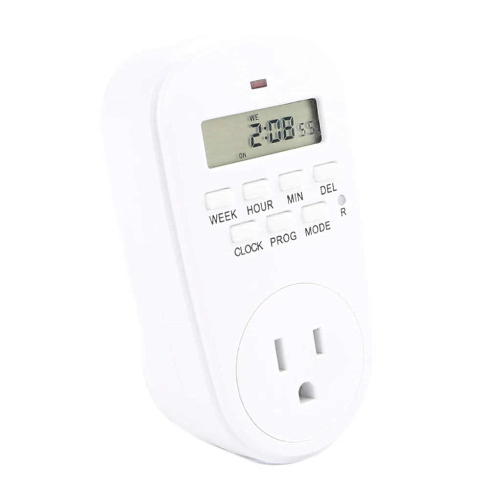 7 Day / 24 Hour Programmable Digital Weekly Light Switch Timer US Plug for Home Appliance Electrical Outlet Socket