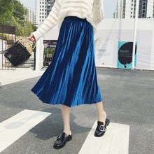 Новая женская юбка тонкая высокая талия плиссированные длинные органные юбки армейский зеленый хаки коричневый Сапфир Роза 108