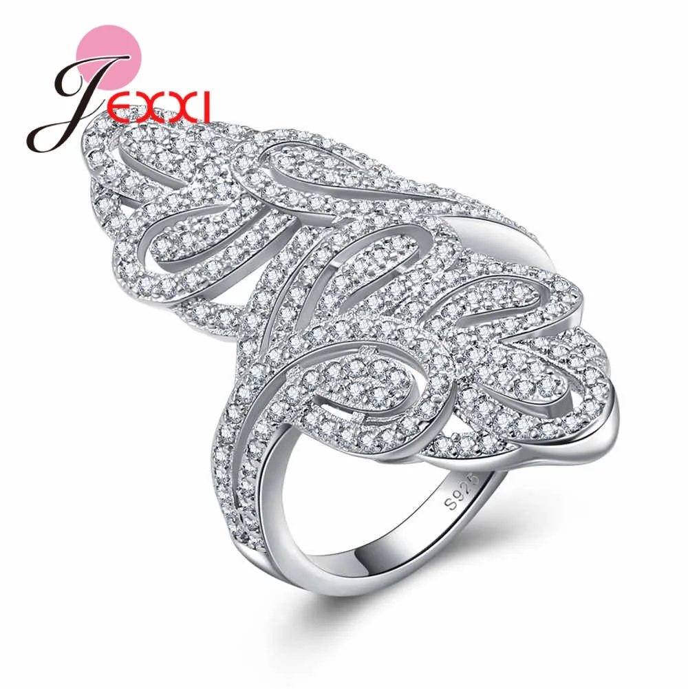 

Luxurious Design Full Shiny White CZ Cubic Zirconia Rings Women 925 Sterling Silver Engagement Finger Ring Wholesale