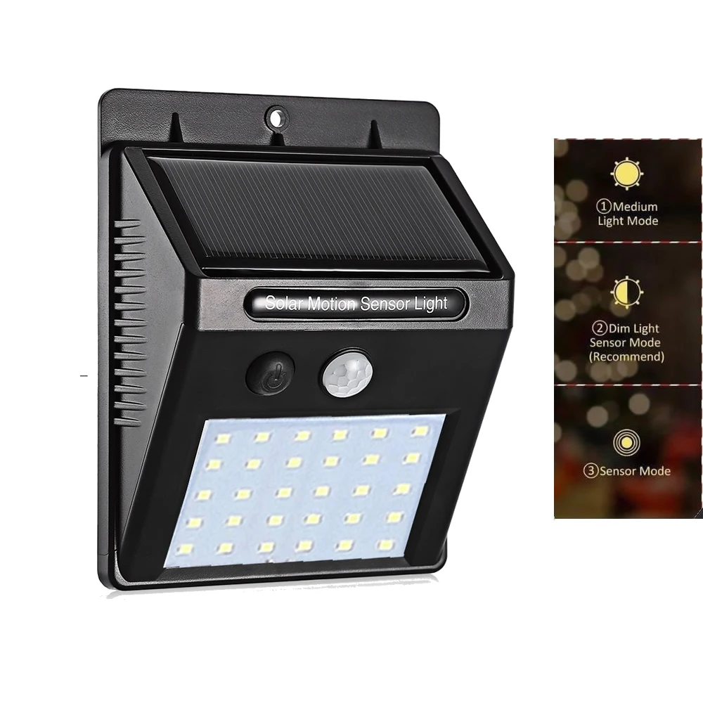 

30 leds Solar Rechargeable Night solar lamp light Wall PIR Motion Sensor Decoration garden led solar light outdoor waterproof st