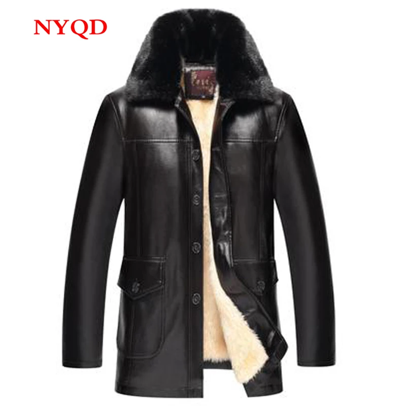 

Motorcycle men's leather clothing for 2018 Middle - aged leather jacket add weight and add fur of middle - aged leather jacket
