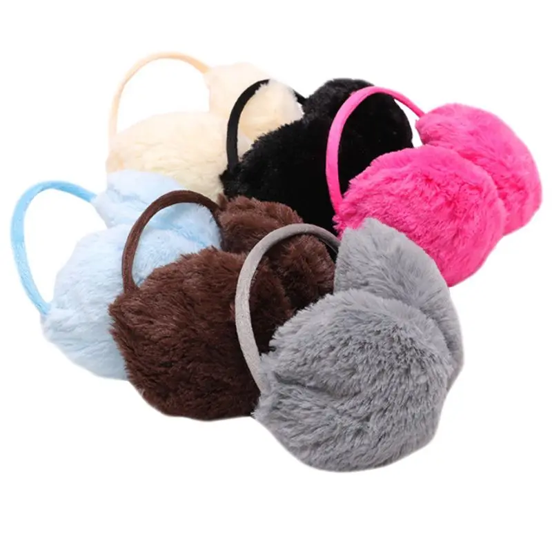 Ancient Egypt Abstract Black Cat Pattern Winter Earmuffs Ear Warmers Faux Fur Foldable Plush Outdoor Gift