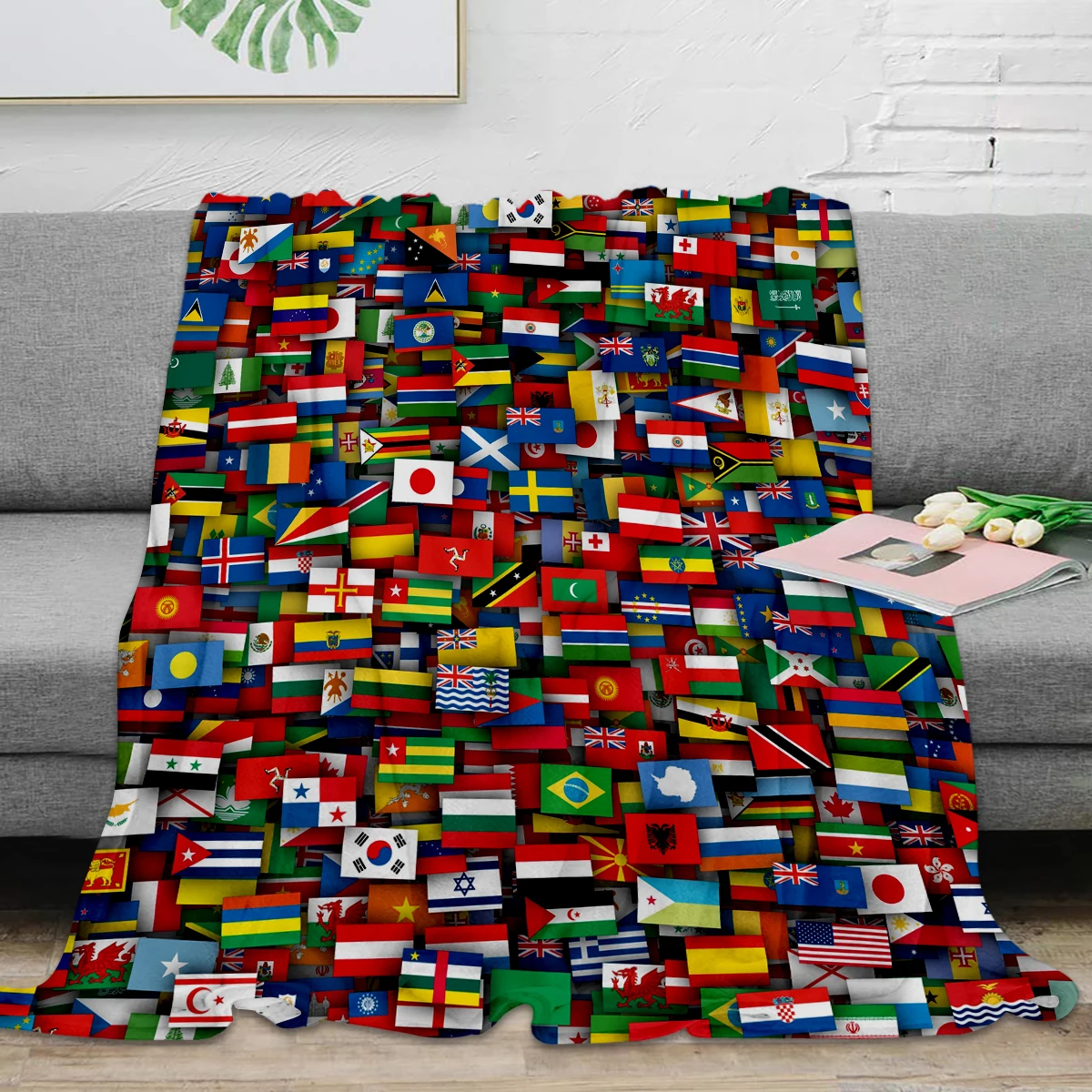 Flags Of All Countries Of The World Throw Blanket Warm Microfiber