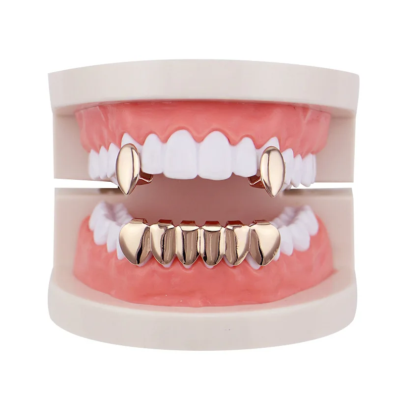 Single Fangs Teeth Grillz 4 Color Smooth Silver Gold Rose Gold Color Grillz Teeth Cheap Teeth Set Hip Hop Men Jewelry -1 (14)
