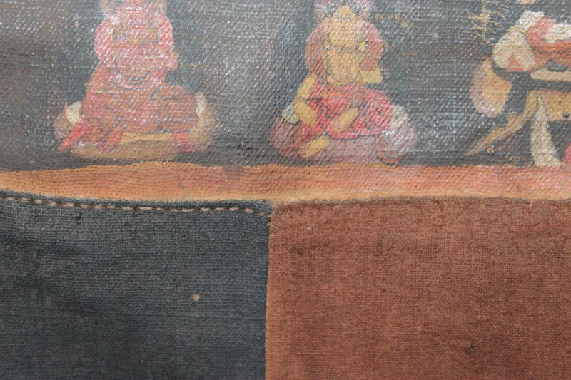 Зеленый Tara старый Thangka шестиконечный гуанин защита права Тибетский буддизм минеральное пигментное окрашивание