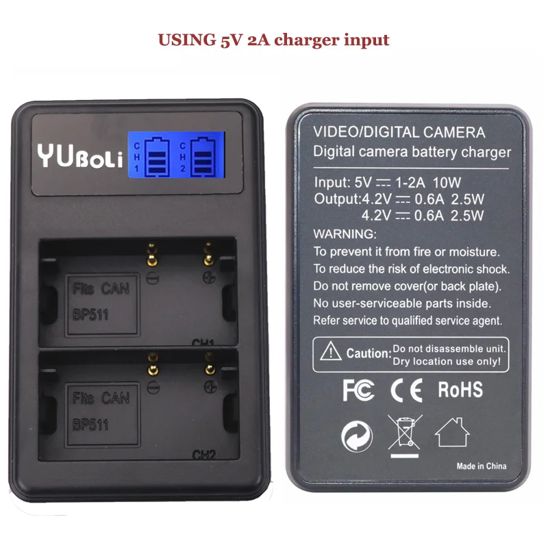Аккумулятор 2x7 4 В 2200 мА · ч Φ BP 511 511A BP511 BP511A + зарядное устройство USB с ЖК дисплеем