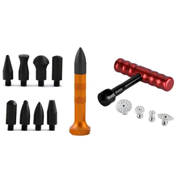 

Aluminum Tap Down with a Screw-on Plastic Tip & T-handle Dent Puller with Glue Tabs for Paintless Dent Repair PDR Tools