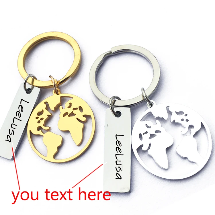 

Custom name Hollow out world map keychain you are my world keychain key ring lovers jewelry best friends gift Drop Shipping
