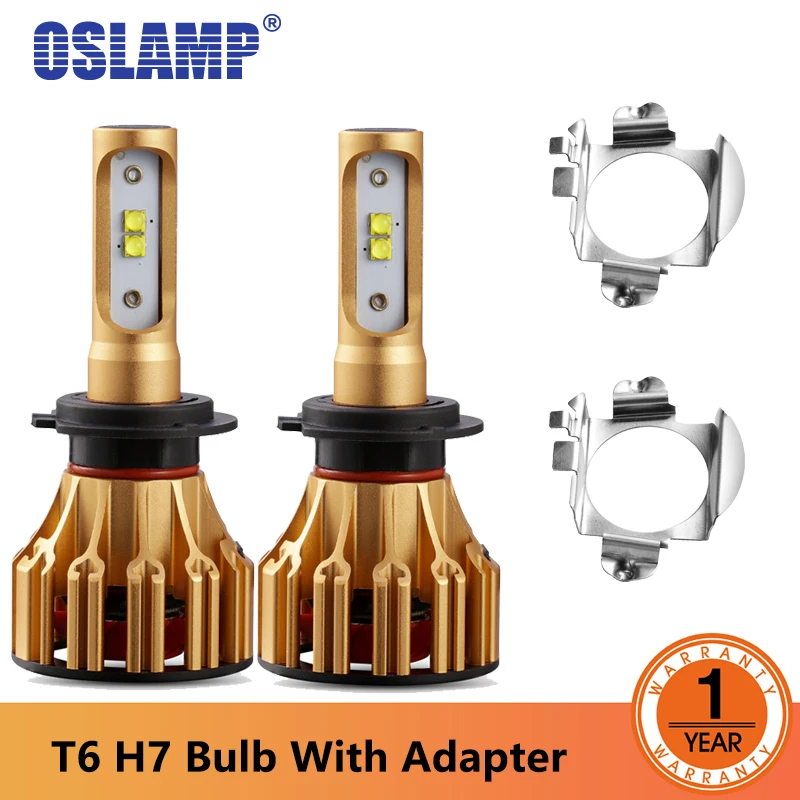 

OSlamp LED H7 Bulbs With Adapters Base KP-102 H7 LED Headlight For Ford KUGA VW Single Beam 70W SMD 6500K 7000lm Headlights