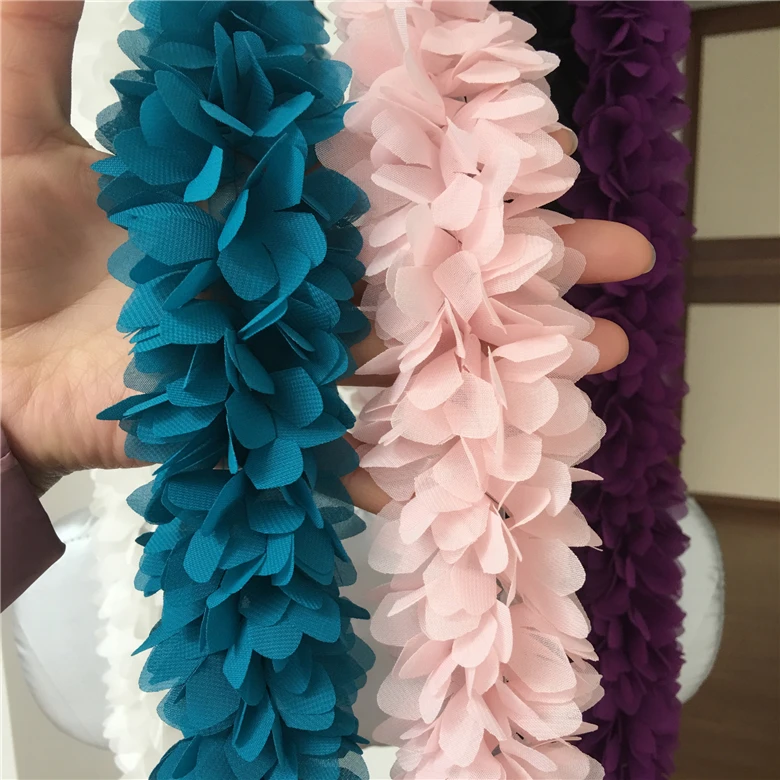 3D Искусственные лепестки плиссированные вязаные крючком ручная работа красный