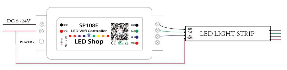 SP108E WS2812B WS2811 WS2801 СВЕТОДИОДНЫЙ WiFi контроллер управления, iOS Android App беспроводной пульт дистанционного управления DC5V~ 24 В SP108E для SK6812 SK6812-RGBW