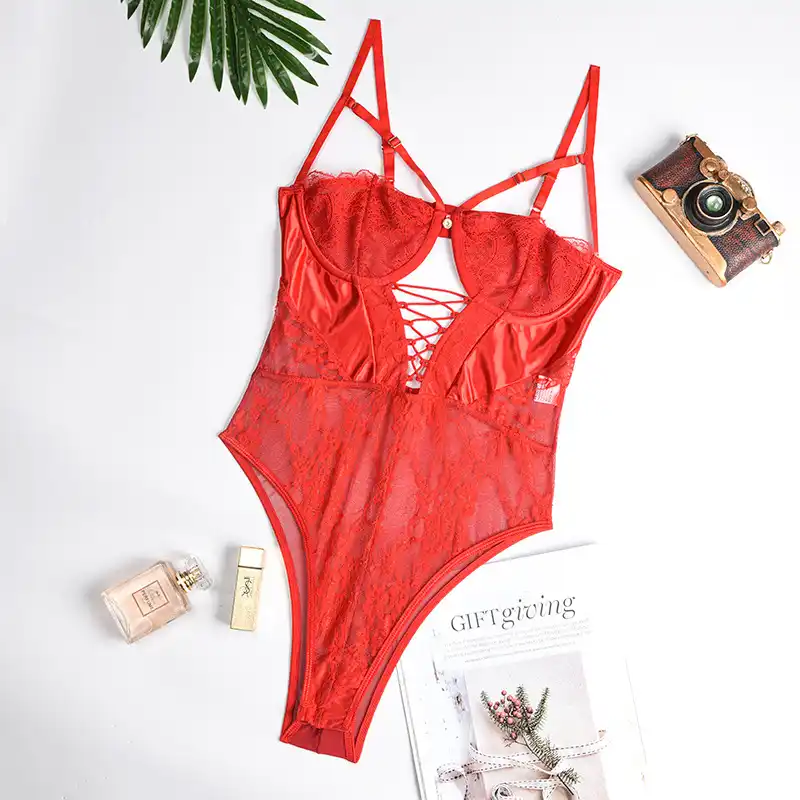 red push up bodysuit