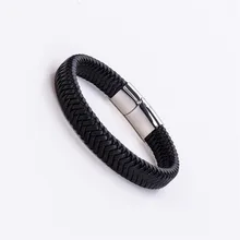 Мужской кожаный плетеный браслет из нержавеющей стали, ювелирные изделия и аксессуары, модные ювелирные браслеты