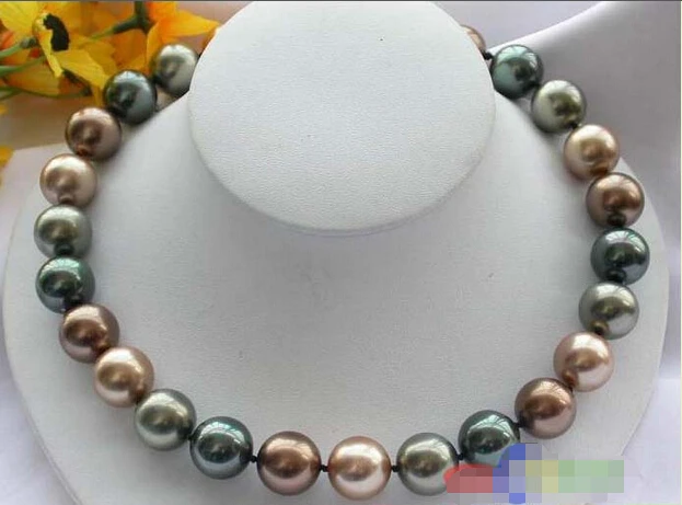 

p1740 17"16MM ROUND multicolor SOUTH SEA SHELL PEARL NECKLACE @^Noble style Natural Fine jewe FREE SHIPPING