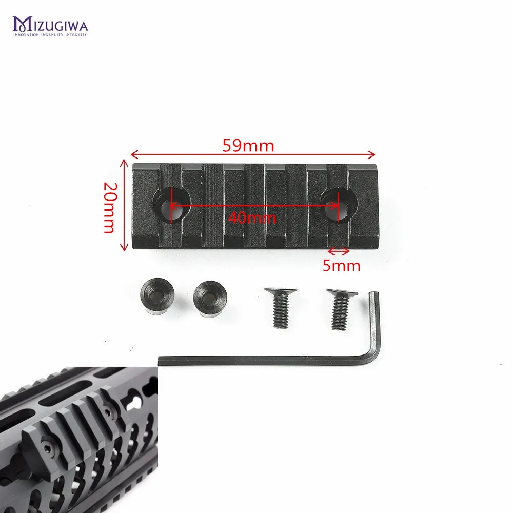 Mizugiwa التكتيكية 5 فتحات 2 بوصة مسامير منحنى keymod بندقية نطاق picatinny جولة القاع 20 ملليمتر handguard السكك الحديدية ويفر جبل قاعدة