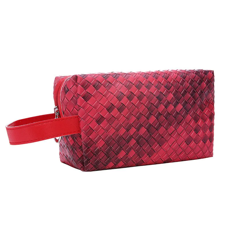 

New Arrival Zipper Cosmetic Bag Women Weaving Make Up Bag Travel Portable Makeup Bag Toiletry Organizer Necessary Kits