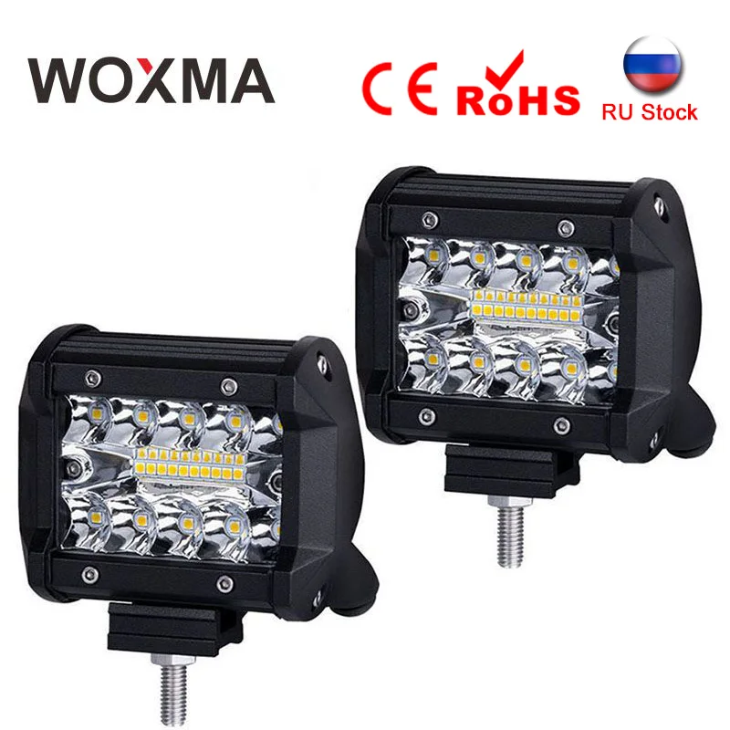 

WOXMA LED Bar Offroad Work Light 4x4 12V Motorcycle Car Light 60W Combo 6000K White 4inch Driving Lamp for SUV Pickup Truck