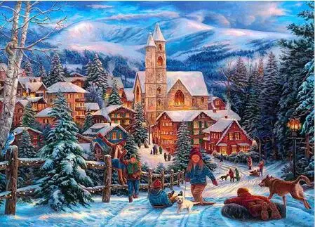 5D Diy Алмазная картина год вышивка крестиком полная Алмазная вышивка мозаика пейзаж зимний пейзаж узор Рождество - Цвет: 21