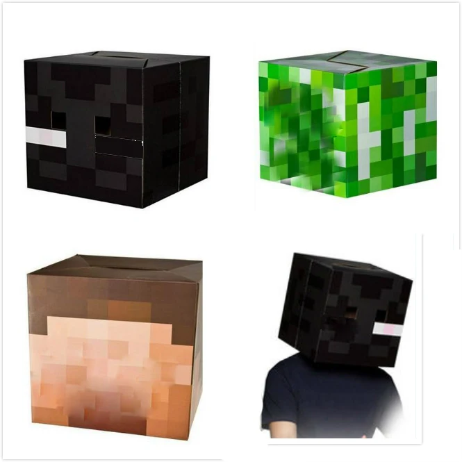 

Steve Costume Toy Minecraft Game Cardboard Enderman Creeper Steve Mask Action Toy Figures Cosplay Cardboard Steve Heads